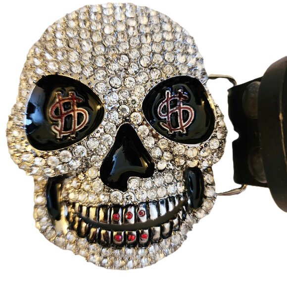 Vintage Crystal Skull Fashion Belt Buckle